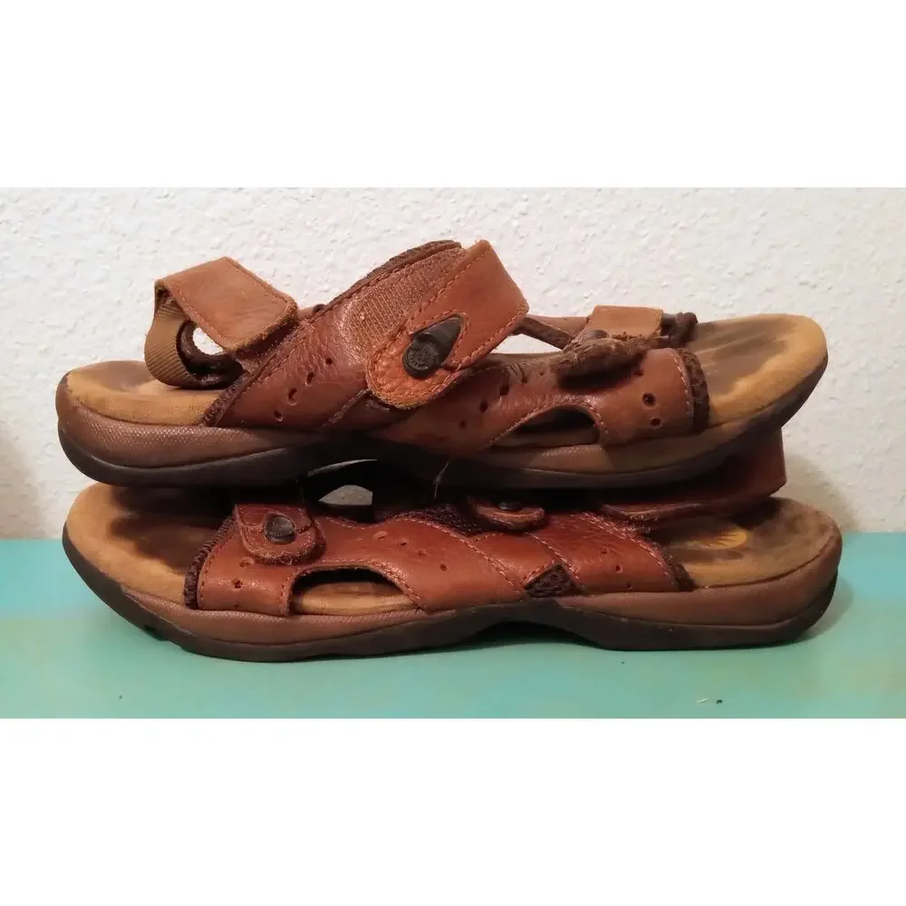 Earth Shoes Tracker II Gelron 2000 Brown Leather Comfort Women's Sandals SZ 8.5